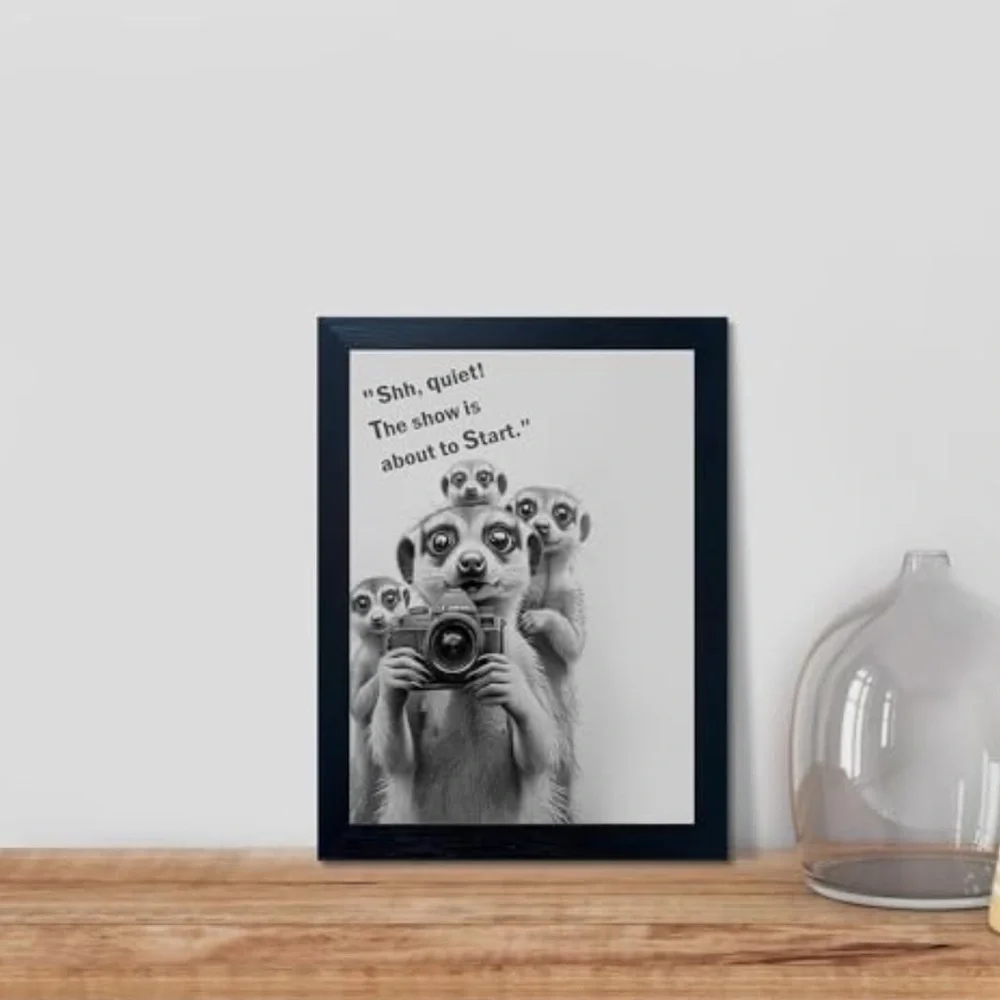 NWT Frame Bathroom Wall Art Black and White Canvas Wall Art “11x14” Meerkat